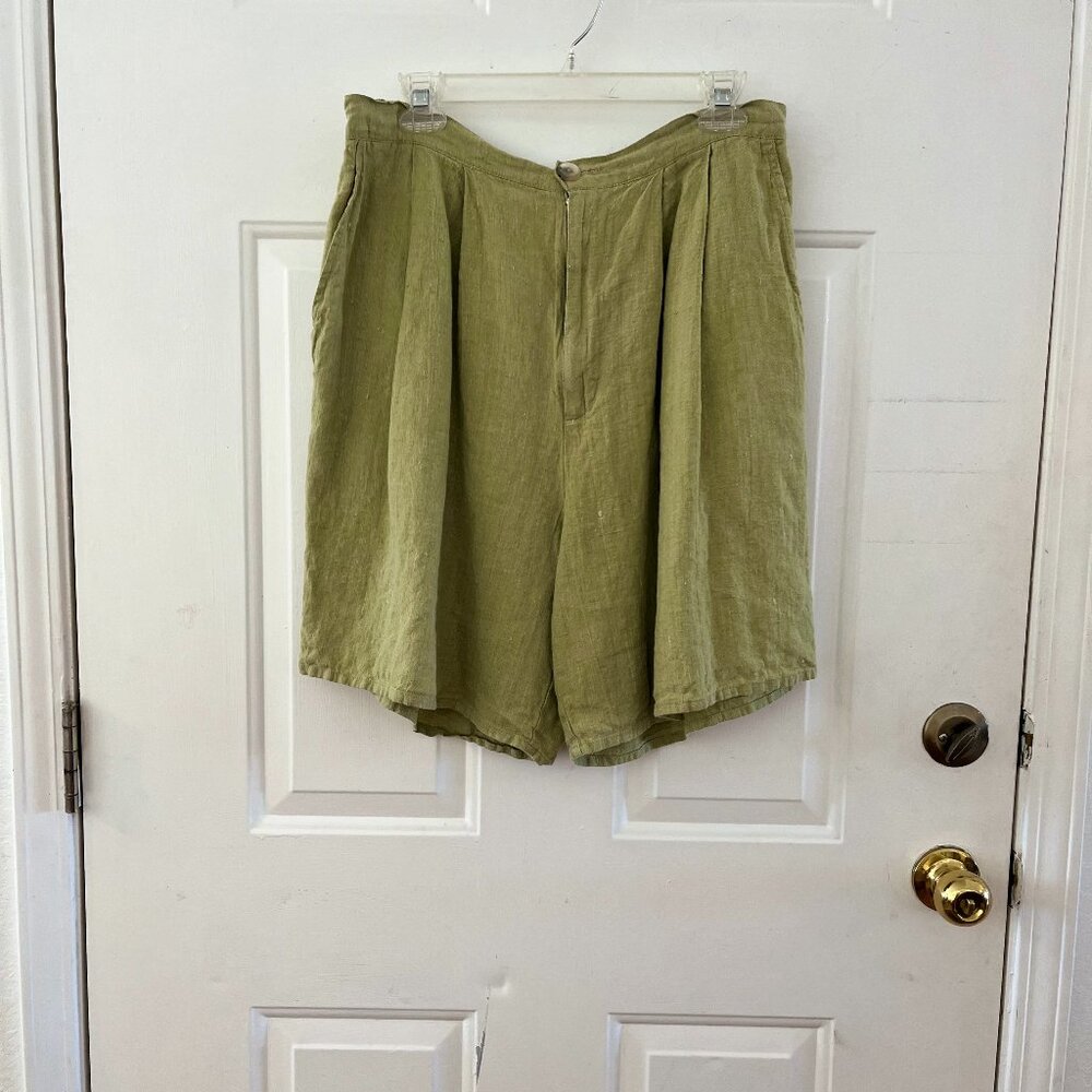 Flax High Waist Women Shorts - Olive Green